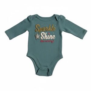 Garanimals Teal 'Sparkle & Shine' Long-Sleeve One-Piece